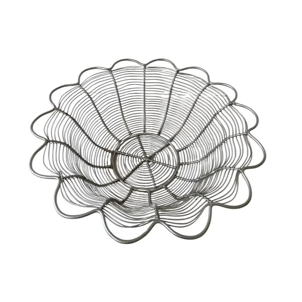Late 20th Century Large 16” Industrial Style Grey Wire Centerpiece Basket